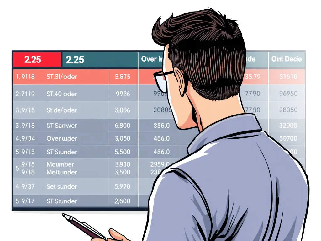 Minh họa bảng kèo tài xỉu 2.25 với các tính toán chi tiết cho trường hợp thắng nửa và thua nửa tiền cược, minh họa rõ ràng cho câu hỏi kèo 2.25 là gì